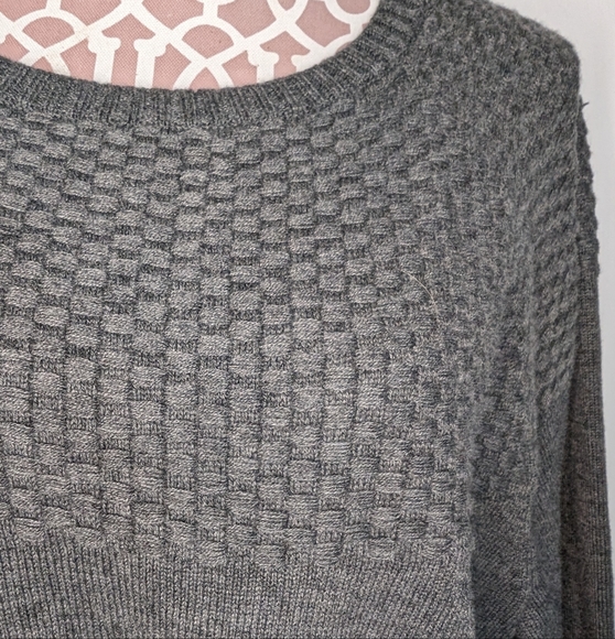 Talbots Woman 3X Gray Lambswool Nylon Blend Sweater Textured Knit Cozy Plus Size - Picture 4 of 9